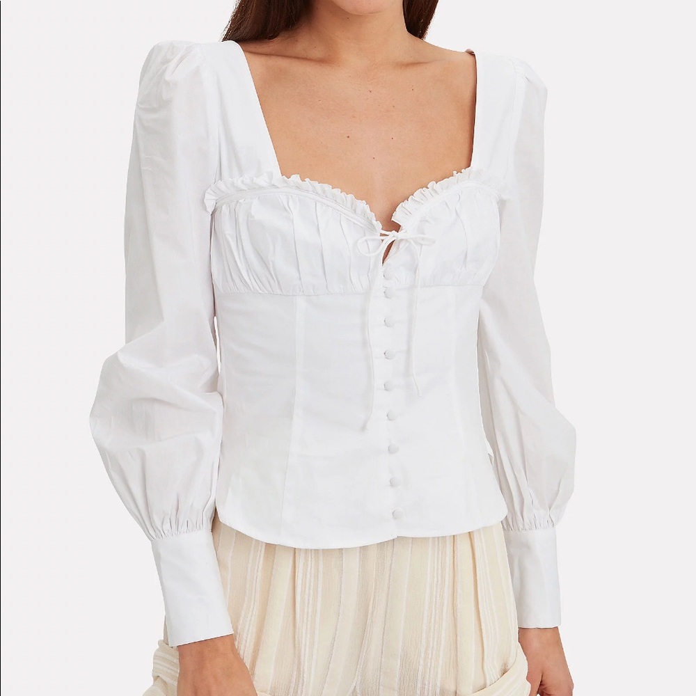 JONATHAN SIMKHAI ABIGAIL WHITE POPLIN CORSET TOP